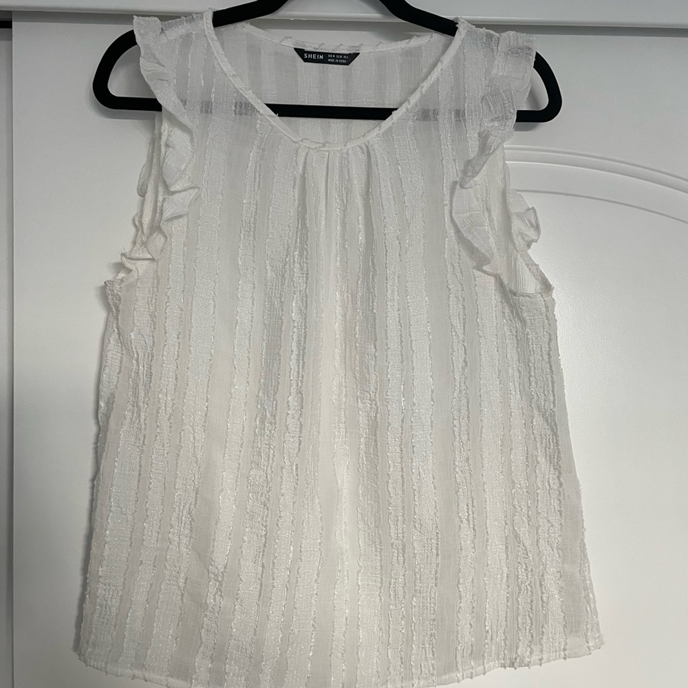 White Blouse with Ruffle Detail
